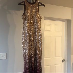 Gold and maroon ombré dress